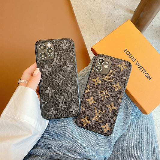 Étuis en cuir pour iPhone avec logo classique LV