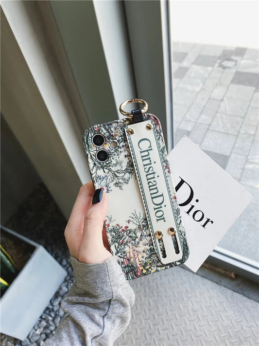 ChristianDior Étuis pour iPhone en silicone souple avec support amovible, ceinture et anneau.