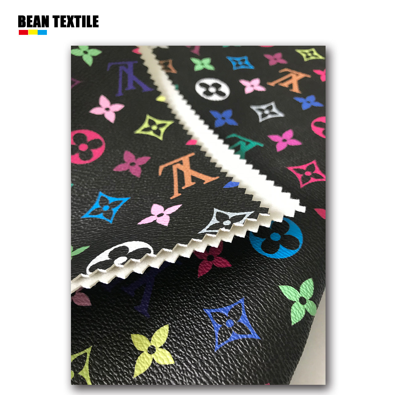 White rainbow LV vinyl craft leather fabric – MingFabricStore