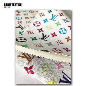 lv multicolor vinyl leather fabric with small pattern