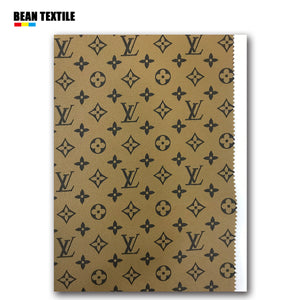 Brown background lv faux leather louis vuitton designer fabric for bag