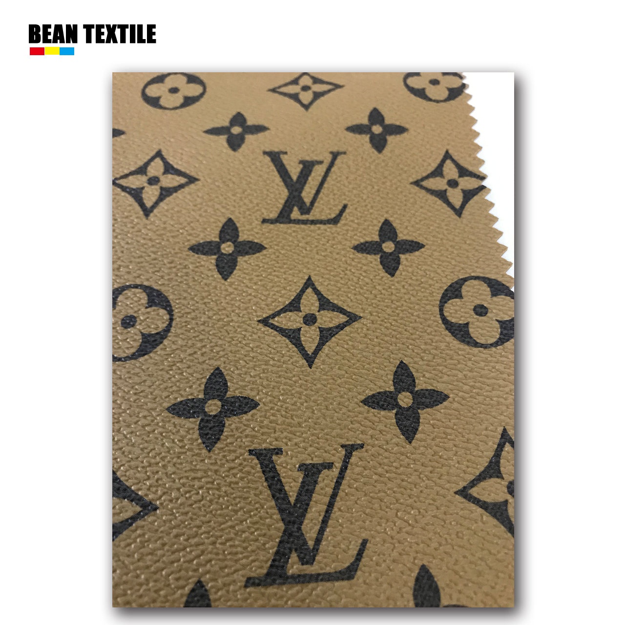 Brown background lv faux leather louis vuitton designer fabric for bag