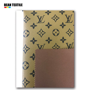 Brown background lv faux leather louis vuitton designer fabric for bag