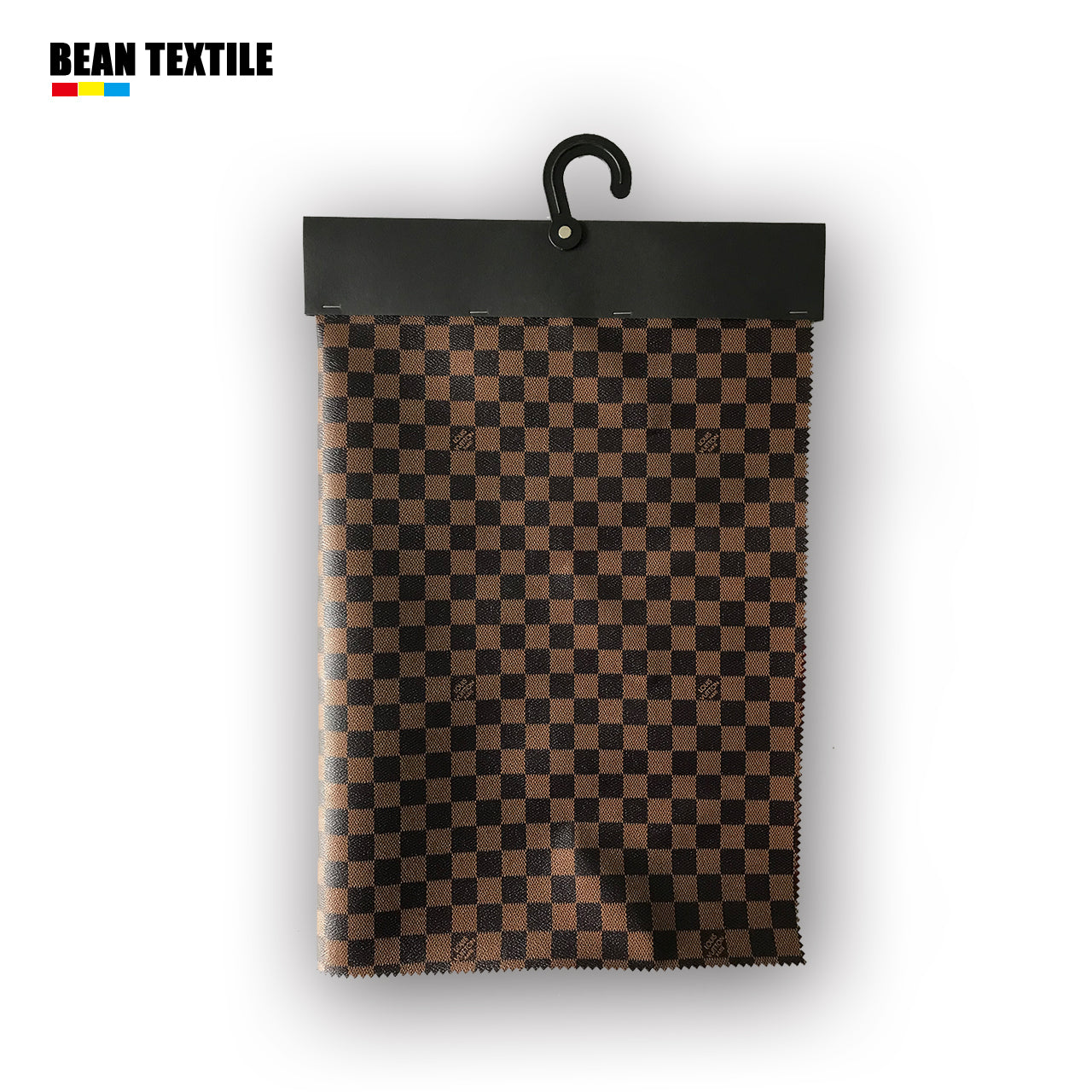 Crafted Classic Brown LV Vinyl Leather Fabric For Sale