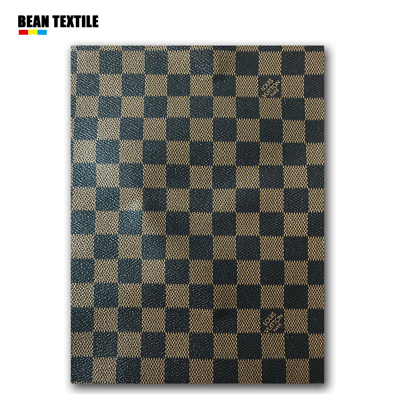 Brown LV vinyl Damier check pattern leather fabric by yard for wallet –  MingFabricStore