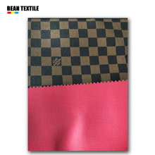 Load image into Gallery viewer, Brown LV vinyl Damier check pattern leather fabric by yard for wallet