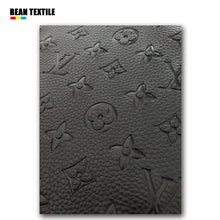 Load image into Gallery viewer, Black embossed LV craft leather fabric by yard