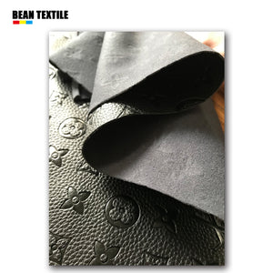 Black embossed LV craft leather fabric by yard