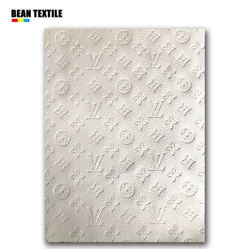 White embossed best quality lv craft leather fabric by yard