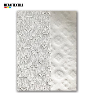 White embossed best quality lv craft leather fabric by yard