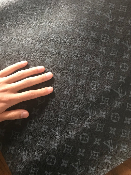 Custom Black LV Leather Fabric Bag Leather