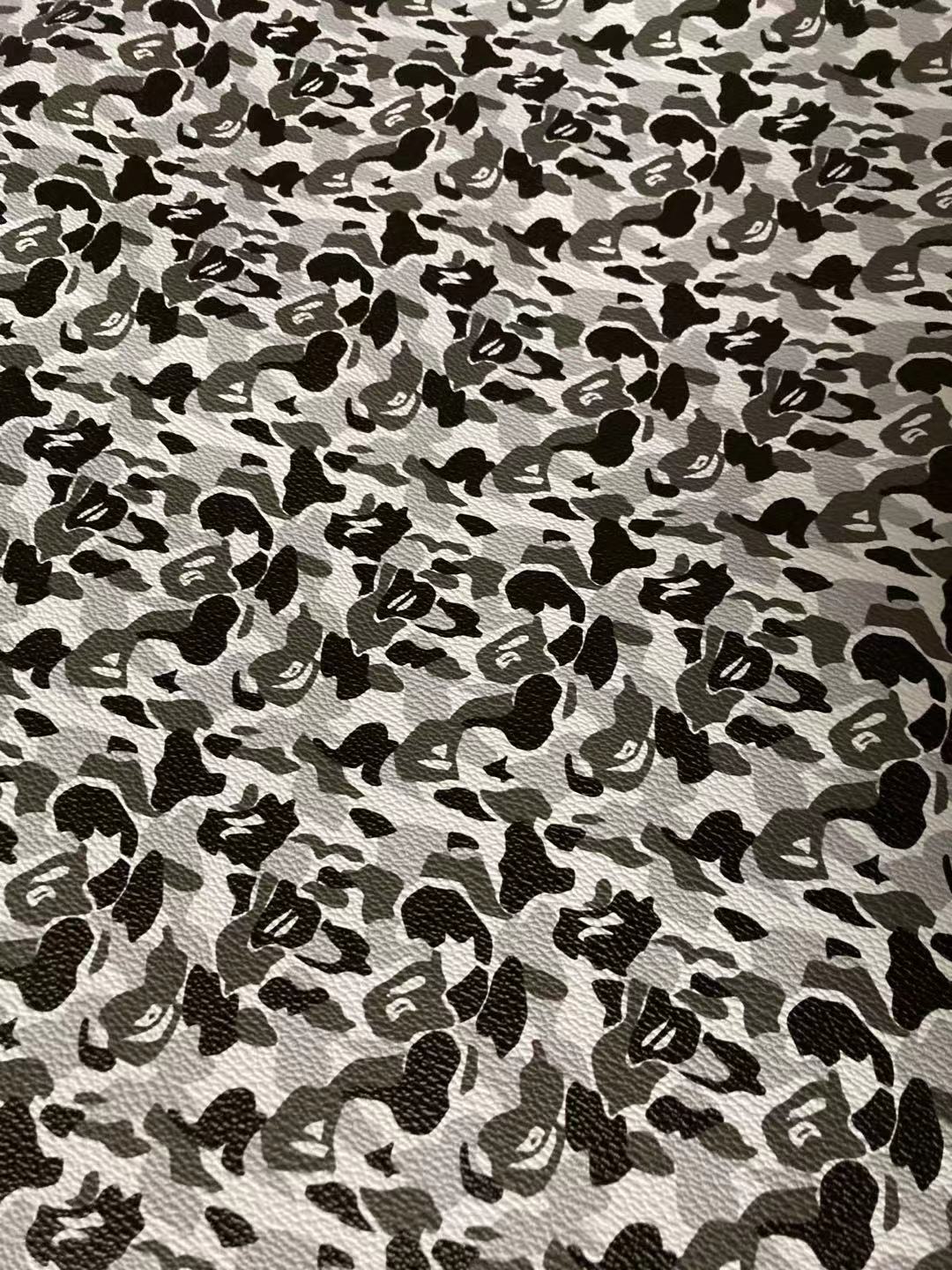 Tissu de créateur en similicuir vinyle Bape noir et blanc pour baskets personnalisées Bape