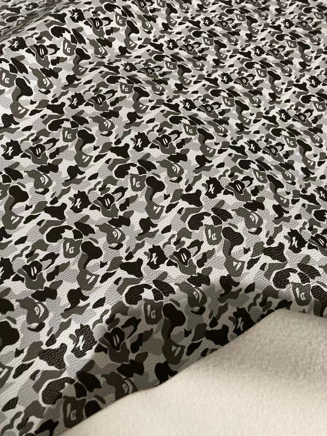 Black White Bape Vinyl Faux Leather Designer Fabric for Bape Custom Sneaker