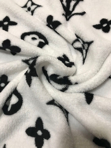 Cozy soft LV print flannel blanket fleece fabric for craft and handmade