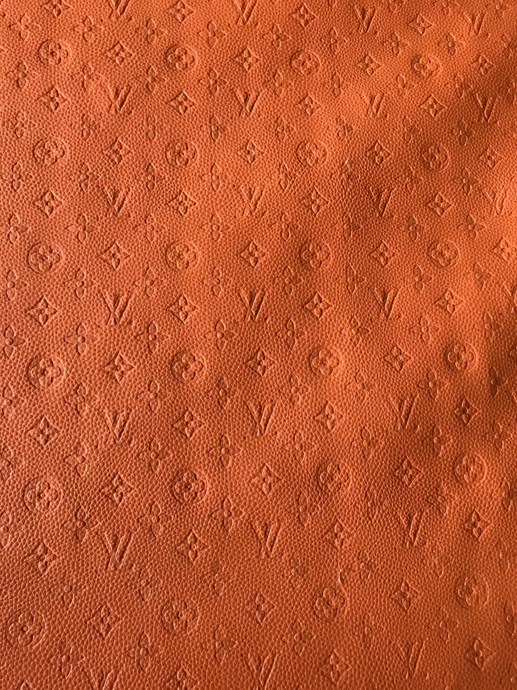 Soft Orange Embossed LV Leather Fabric Vinyl for Shoe Customs crafting