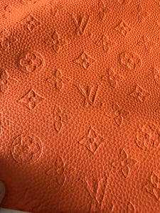Soft Orange Embossed LV Leather Fabric Vinyl for Shoe Customs crafting