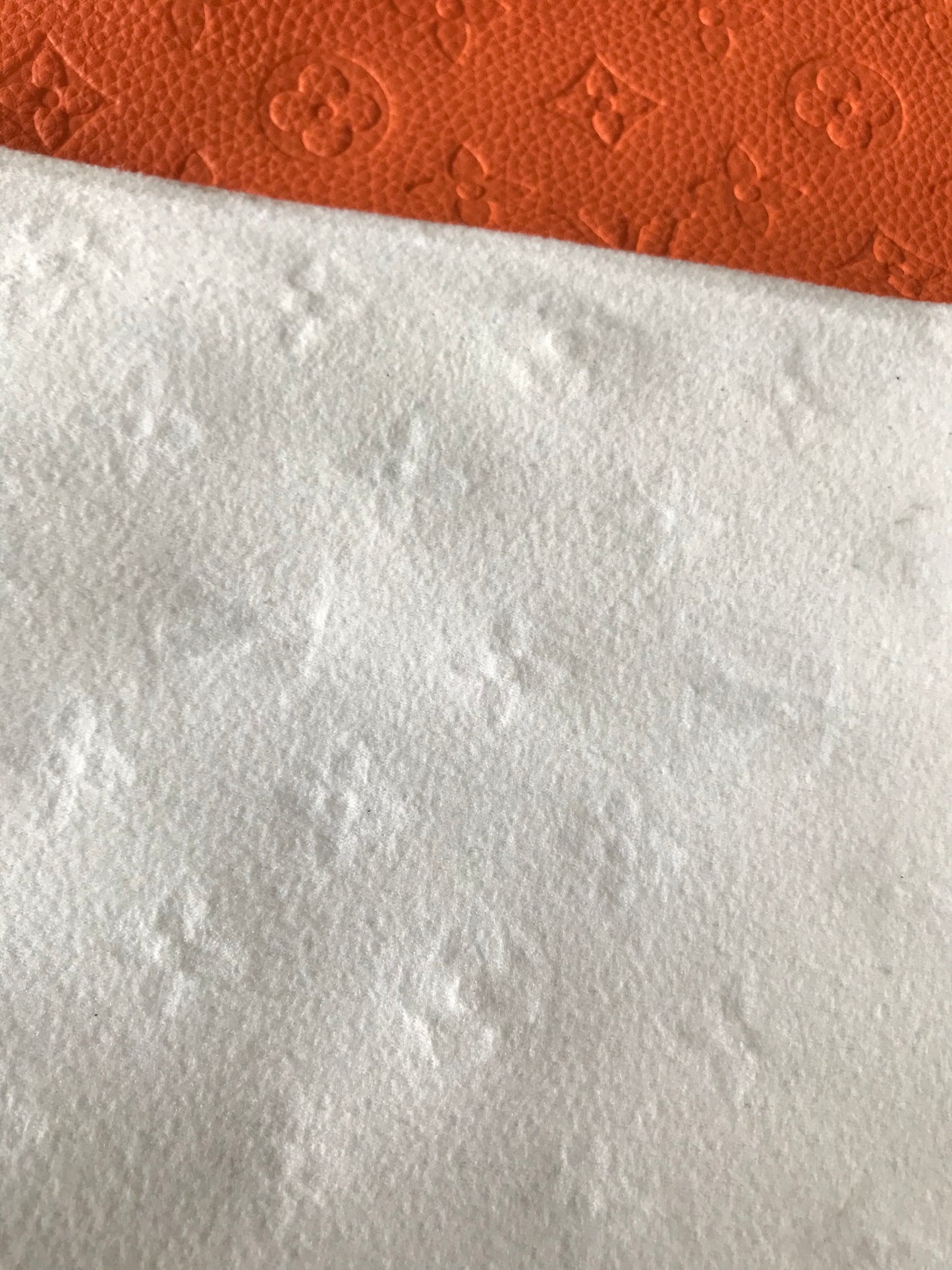 Soft Orange Embossed LV Leather Fabric Vinyl for Shoe Customs crafting