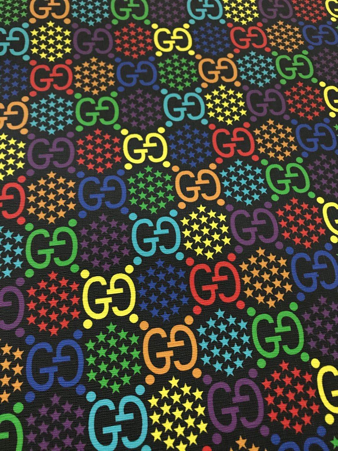 Colorful Black Gucci Spark Letter Leather Fabric for Shoe Custom Bag