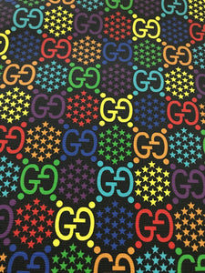 Colorful Black Gucci Spark Letter Leather Fabric for Shoe Custom Bag