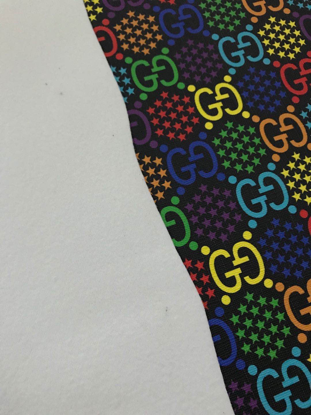 Colorful Black Gucci Spark Letter Leather Fabric for Shoe Custom Bag