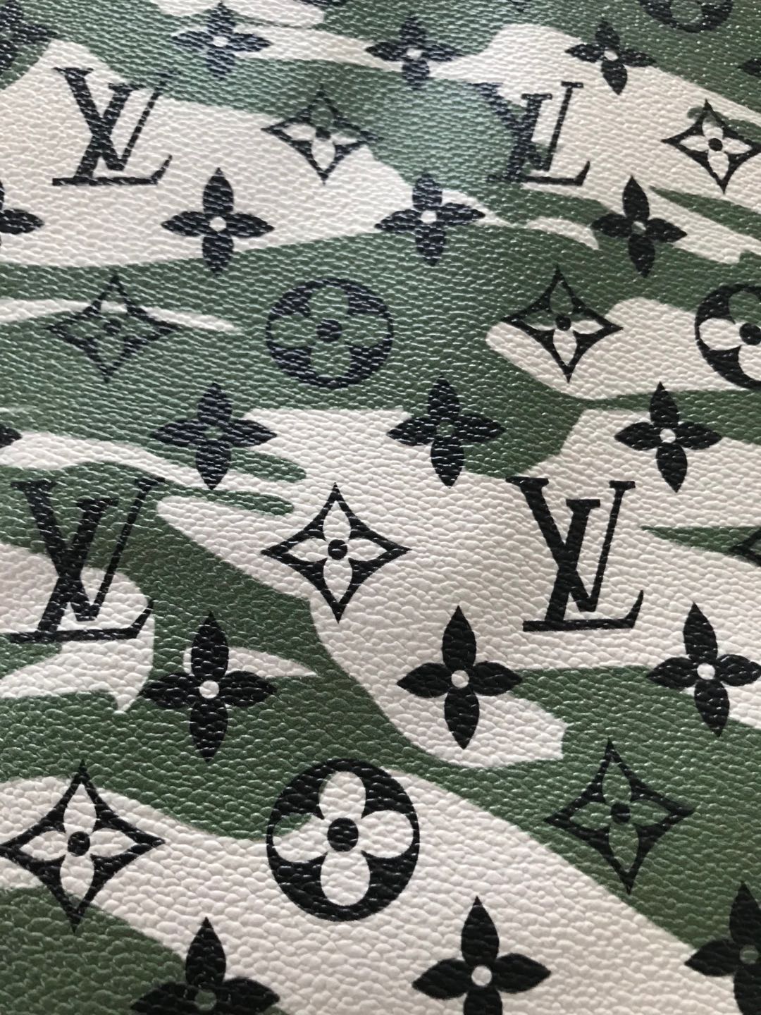 Trendiger LV-Grün-Camouflage-Lederstoff für individuelle Schuhtaschen