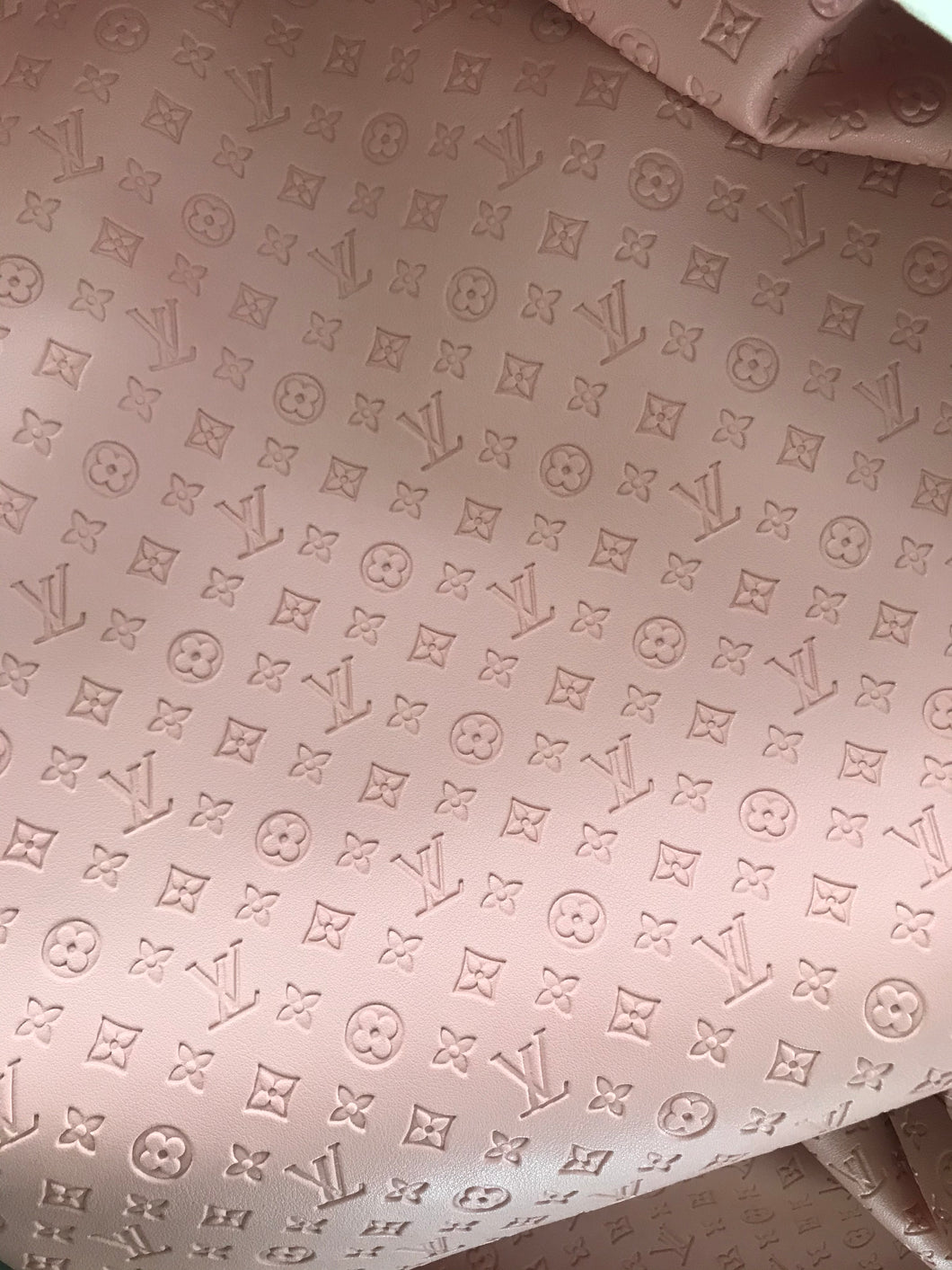 Pink LV Embossed Leather Fabric Small Letter