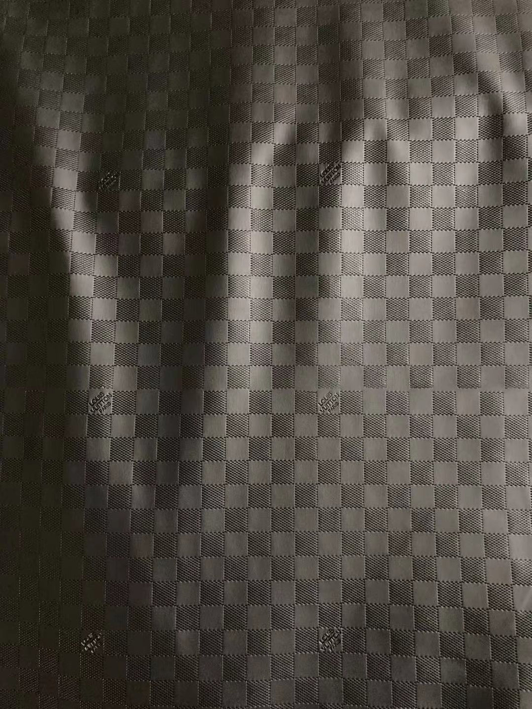 Textured Black Embossed LV Damier Check Soft Leather