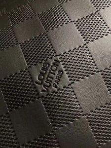 Textured Black Embossed LV Damier Check Soft Leather
