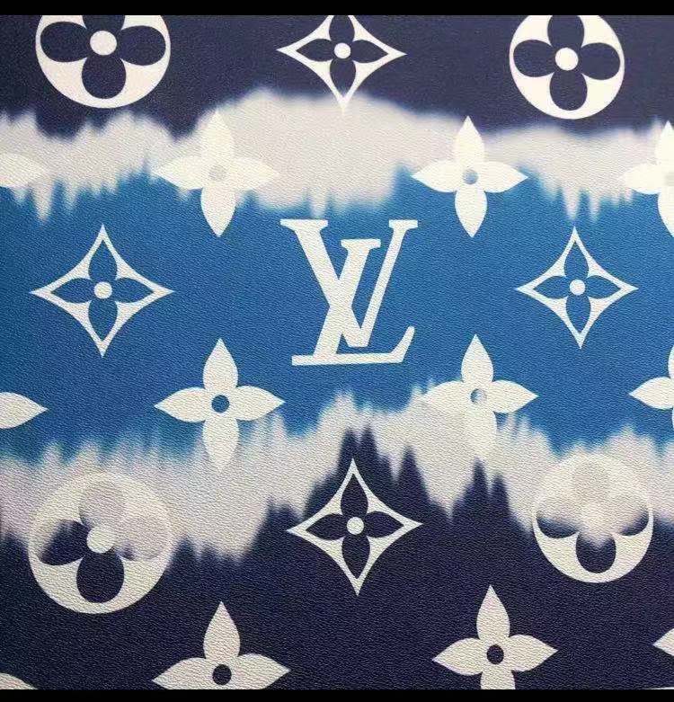 Big Letter Blue LV Leather Fabric for Bag