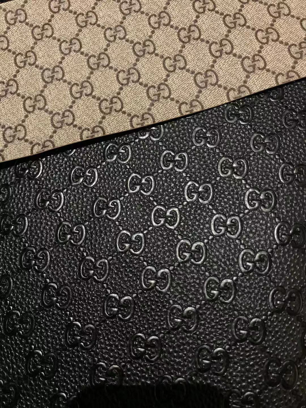 Black Embossed Gucci Faux Leather Fabric Designer Fabric – MingFabricStore