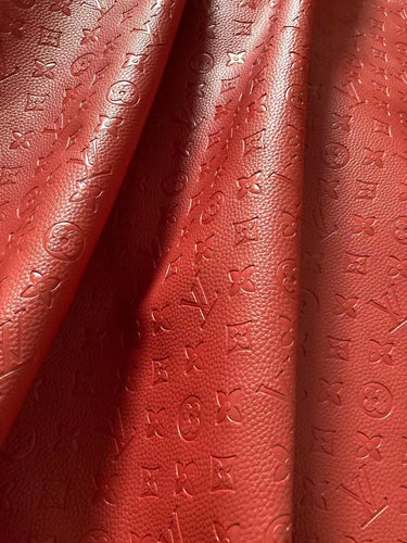 Red Embossed LV Soft Leather Material for Custom