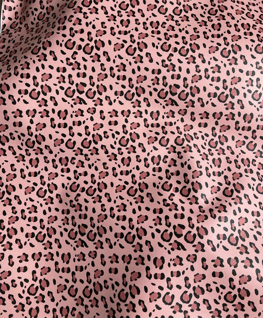 Pink Leopard Leather Fabric for Custom Shoes Bag