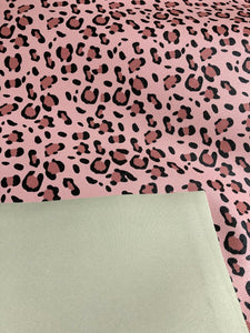 Pink Leopard Leather Fabric for Custom Shoes Bag
