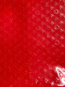 Red Embossed Mirror Surface LV Leather for Furniture Handcraft