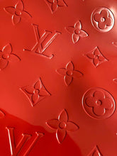 Load image into Gallery viewer, Red Embossed Mirror Surface LV Leather for Furniture Handcraft