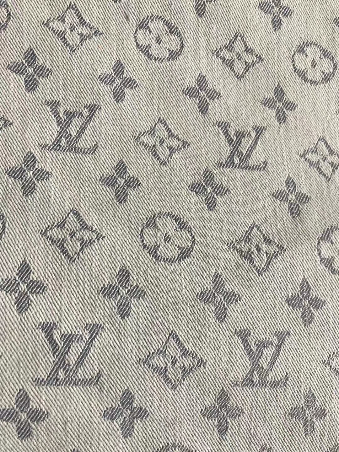 Tissu denim LV en coton doux blanc gris pour vêtements et chaussures personnalisées