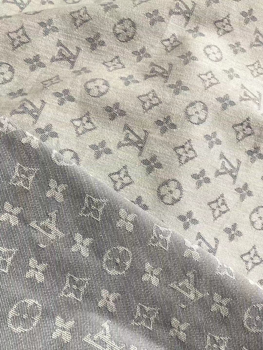 Tissu denim LV en coton doux blanc gris pour vêtements et chaussures personnalisées