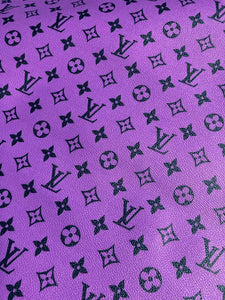 Fashion LV Black with Purple Design Vinyl Leather Fabric For Handmade –  chaofabricstore