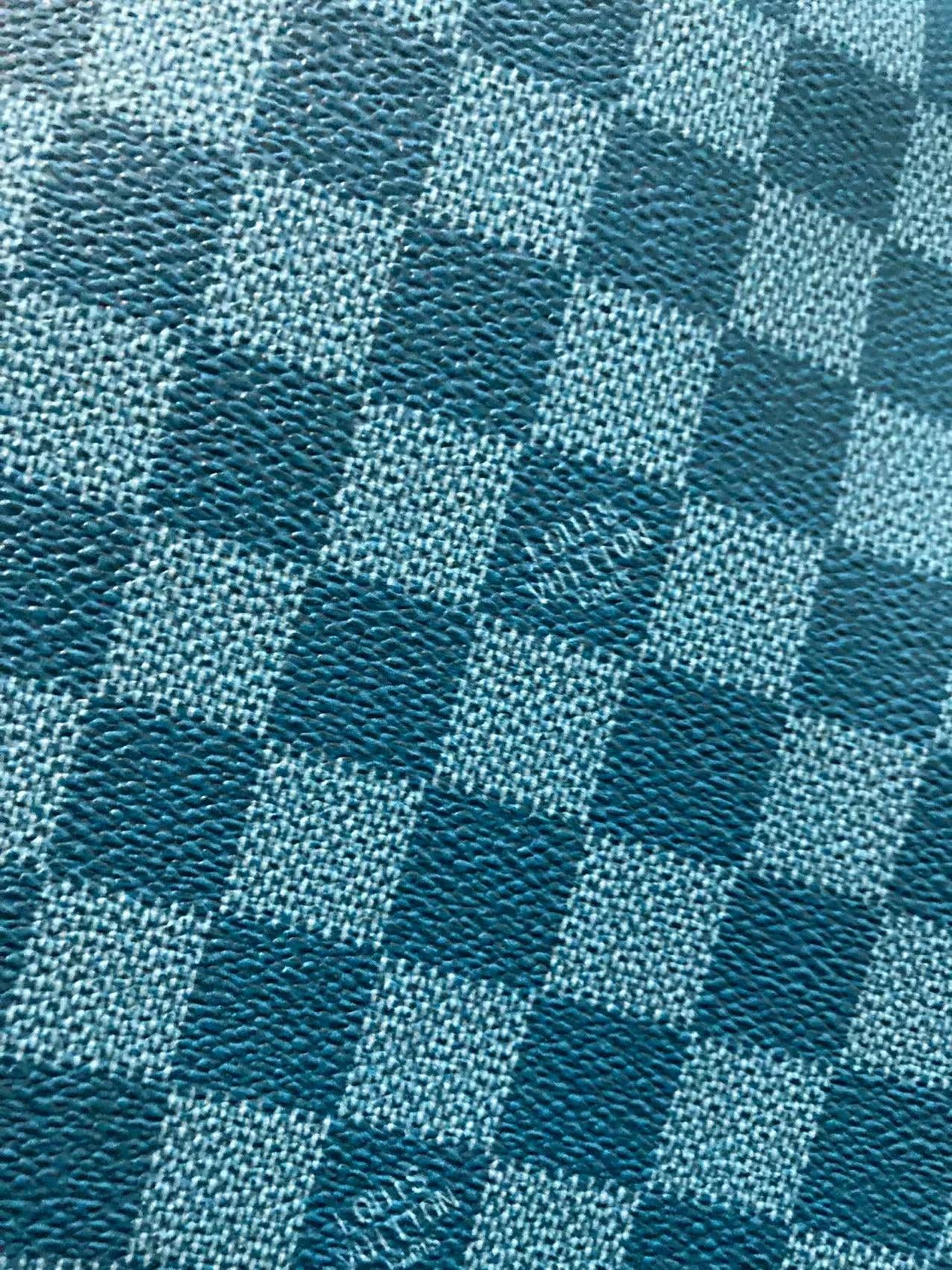 Schmutzig blaues Damier Check LV Leder für Tasche Geldbörse