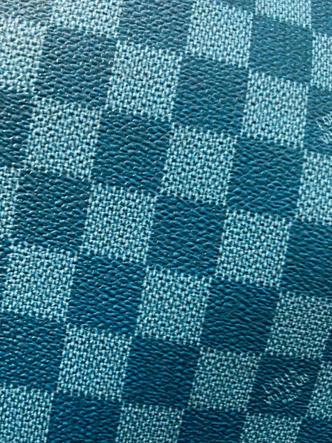 Schmutzig blaues Damier Check LV Leder für Tasche Geldbörse