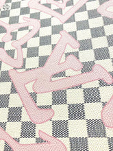 Load image into Gallery viewer, White Damier LV Check Pink Graffiti Designer Vinyl Leather for Bag