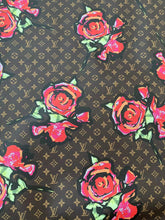 Load image into Gallery viewer, Brown LV Big Flower Leather Fabric Custom Material for Sneaker