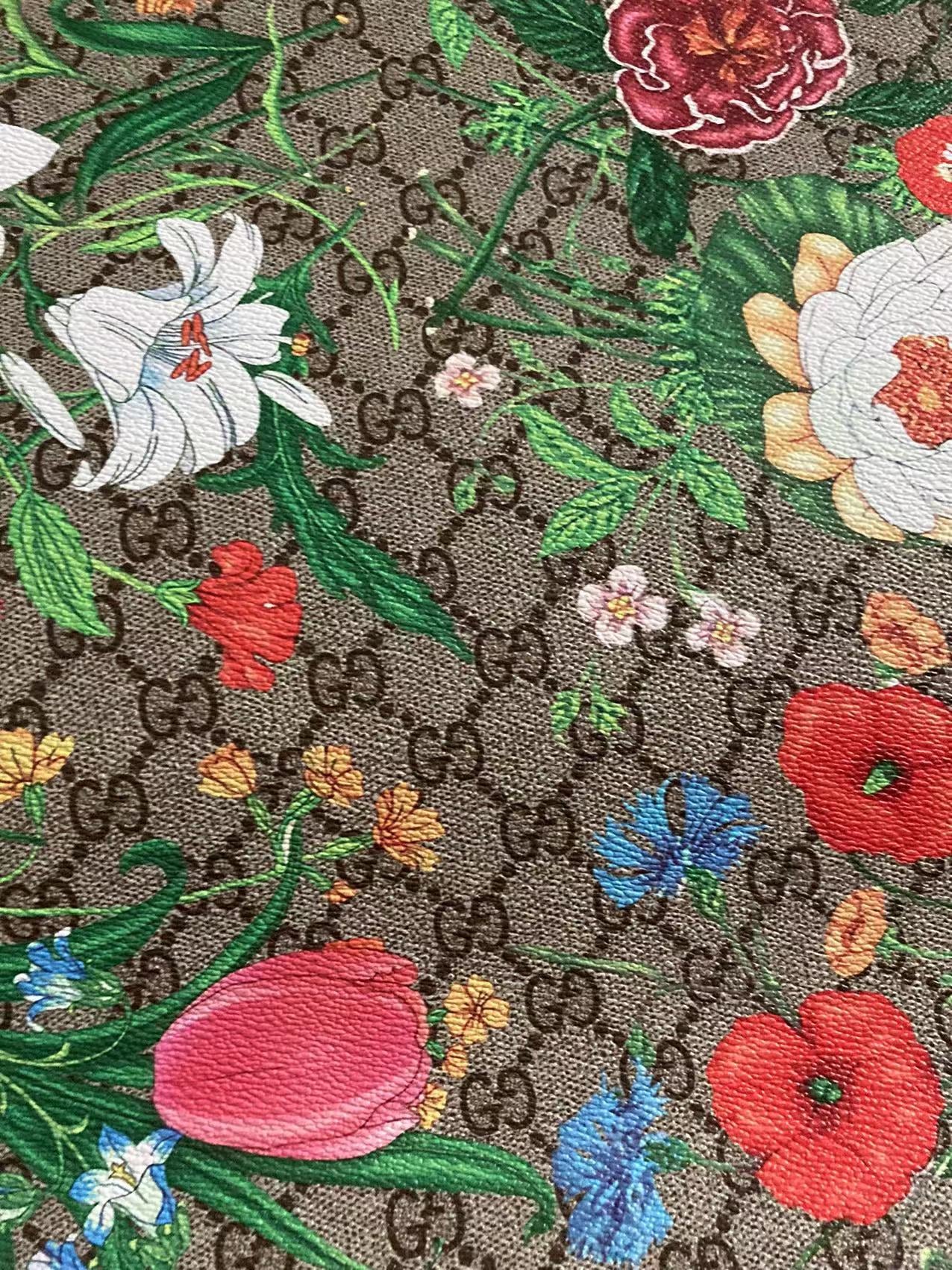 Tissu en cuir de créateur classique Gucci avec fleurs et forêt pour baskets personnalisées