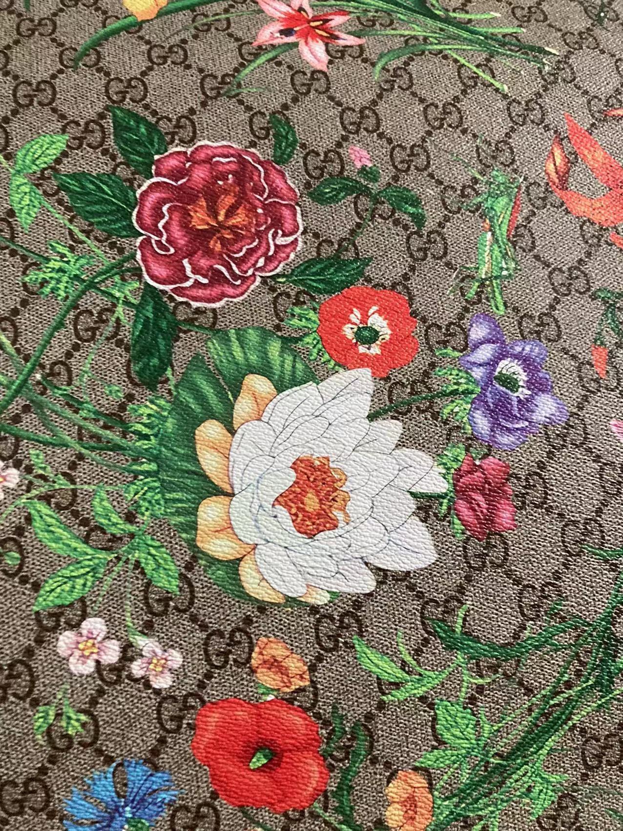 Tissu en cuir de créateur classique Gucci avec fleurs et forêt pour baskets personnalisées