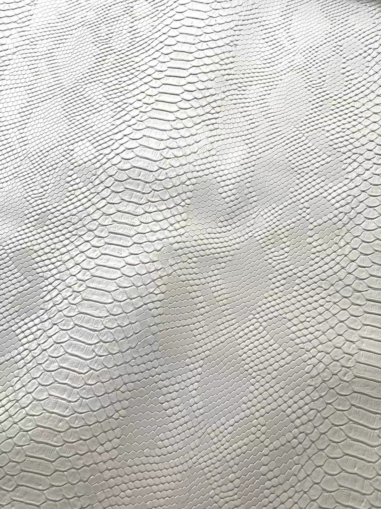 Pure White Snake Skin Leather for Custom Sneaker Sofa Furniture