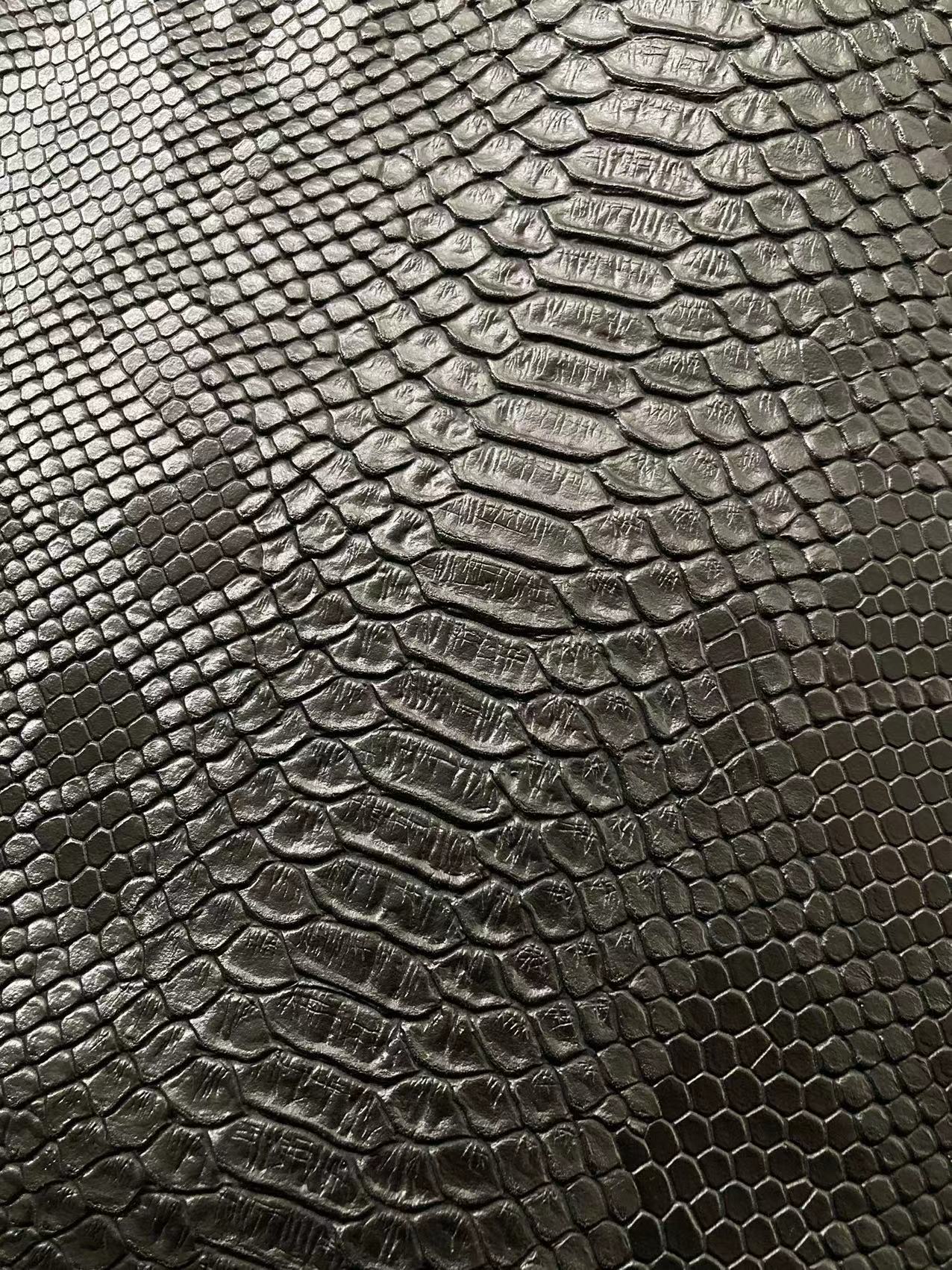 Black Snake Skin Leather for Custom Sneaker Sofa Furniture