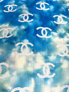 Blue Halo Dyeing Chanel Faux Leather Vinyl for Custom Handmade