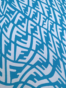 Blue Weave Fendi Vinyl Leather Fabric for Custom Sneakers Upholstery Interior