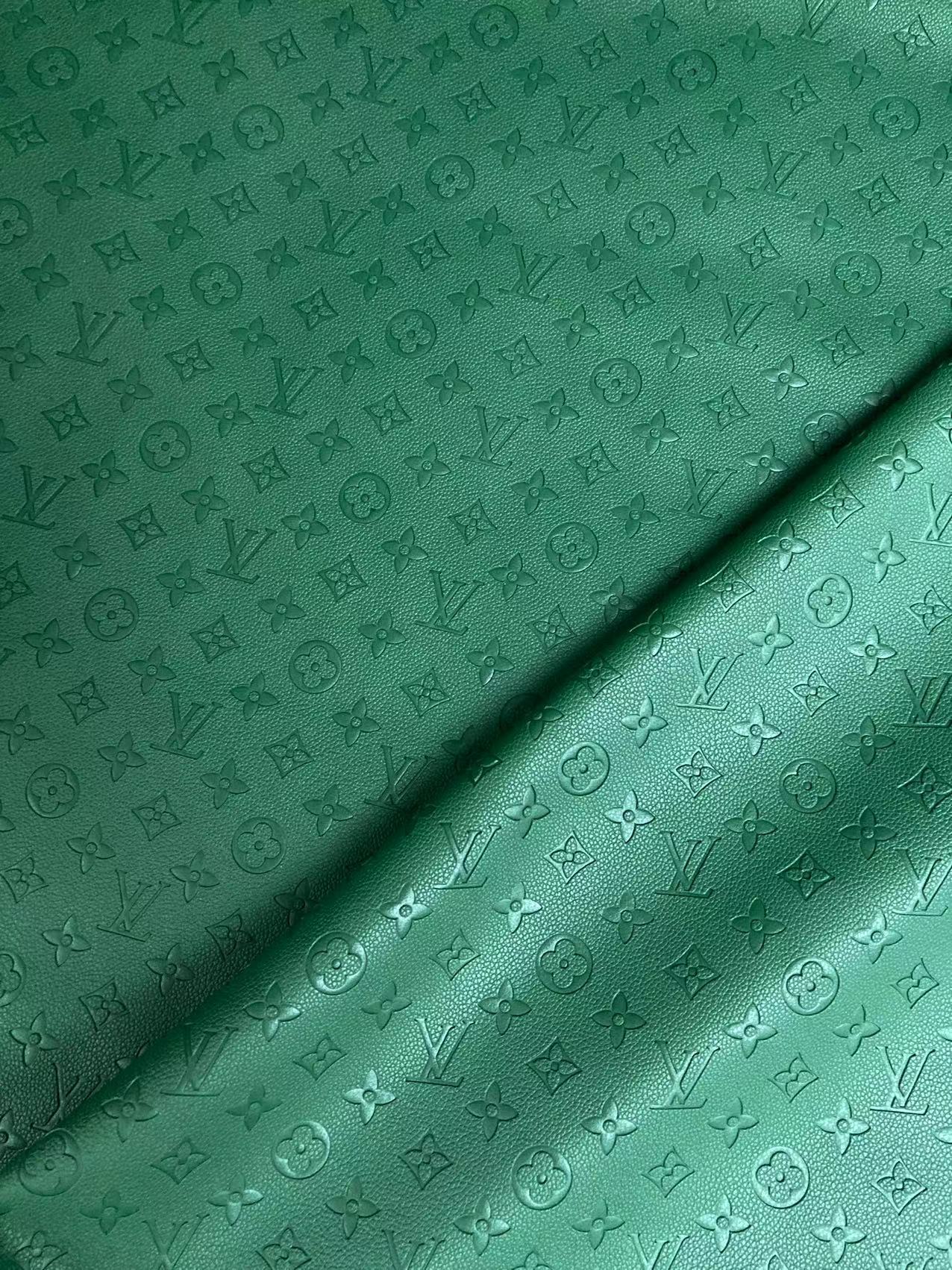 Cuir LV souple gaufré vert foncé pour couture artisanale personnalisée