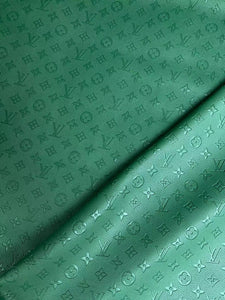 Dark Green Embossed Soft LV Leather for Handmade Sewing Custom